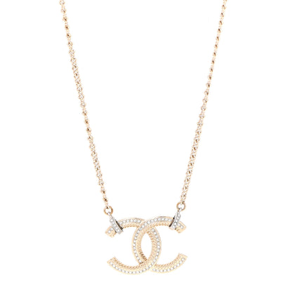 Chanel Crystal CC Pendant Necklace Gold 1 of 7