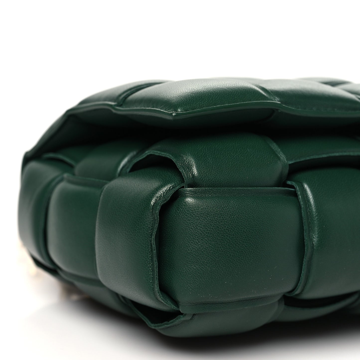 Lambskin Maxi Intreccio Padded Chain Cassette Crossbody Bag Raintree