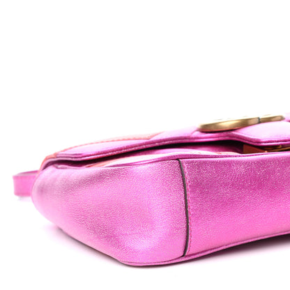 Gucci Metallic Calfskin Matelasse Mini GG Marmont Shoulder Bag Fuchsia 8 of 9