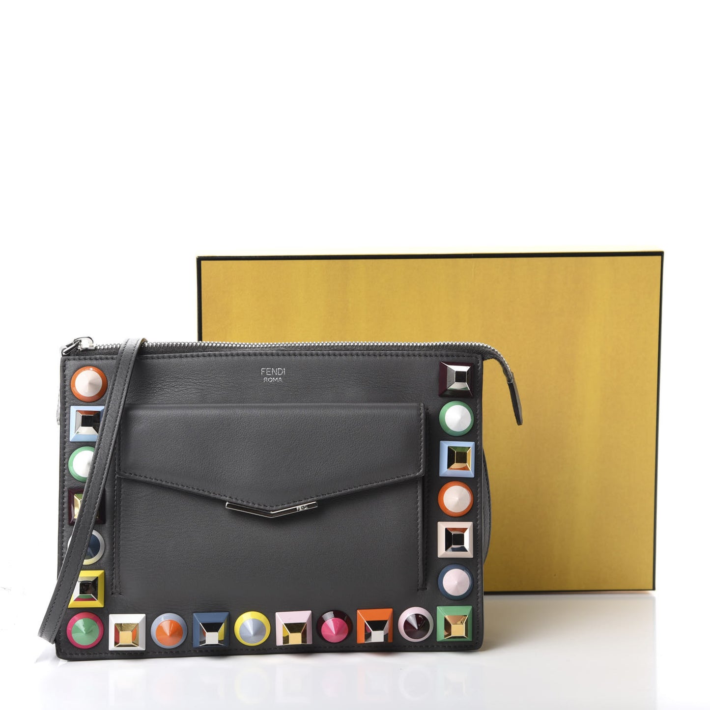 Vitello Dolce Studded Mini 2Jours Pouch Black Multicolor