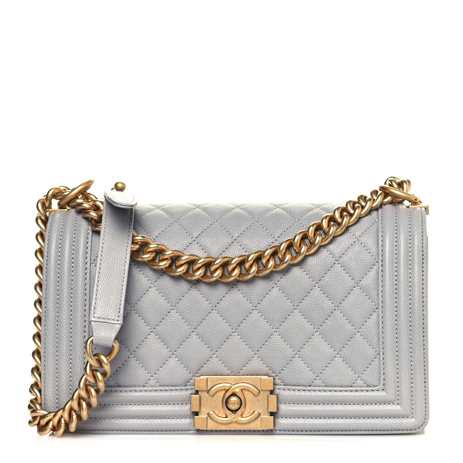 Chanel Caviar Quilted Medium Boy Flap Light Grey 1 of 11