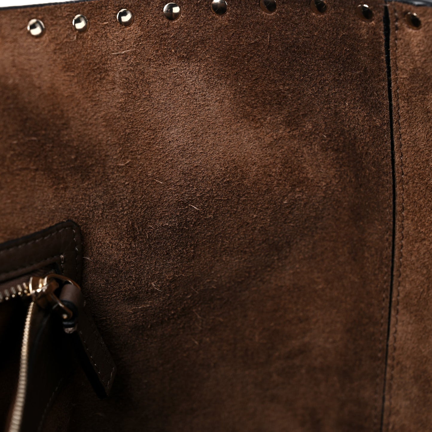 Grained Calfskin Rockstud Shoulder Tote Deep Taupe