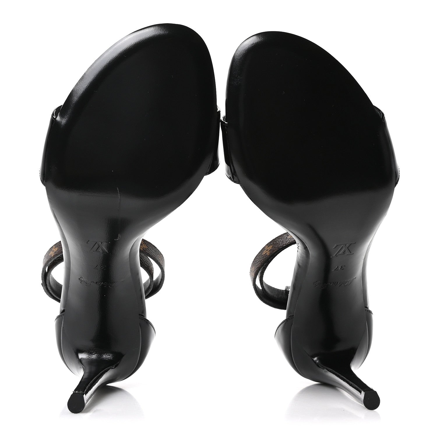 Louis Vuitton Patent Monogram Call Back Sandals 37 Black 6 of 10