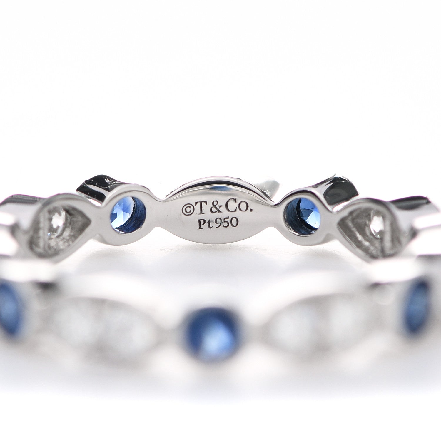 Tiffany Platinum Diamond Blue Sapphire Jazz Ring 47 4 4 of 5