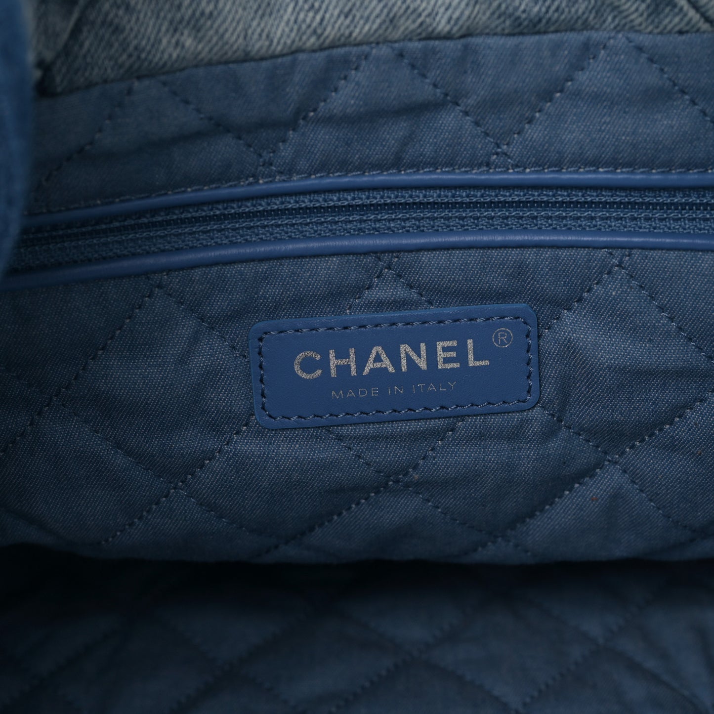 Denim Quilted Small Chanel 22 Blue