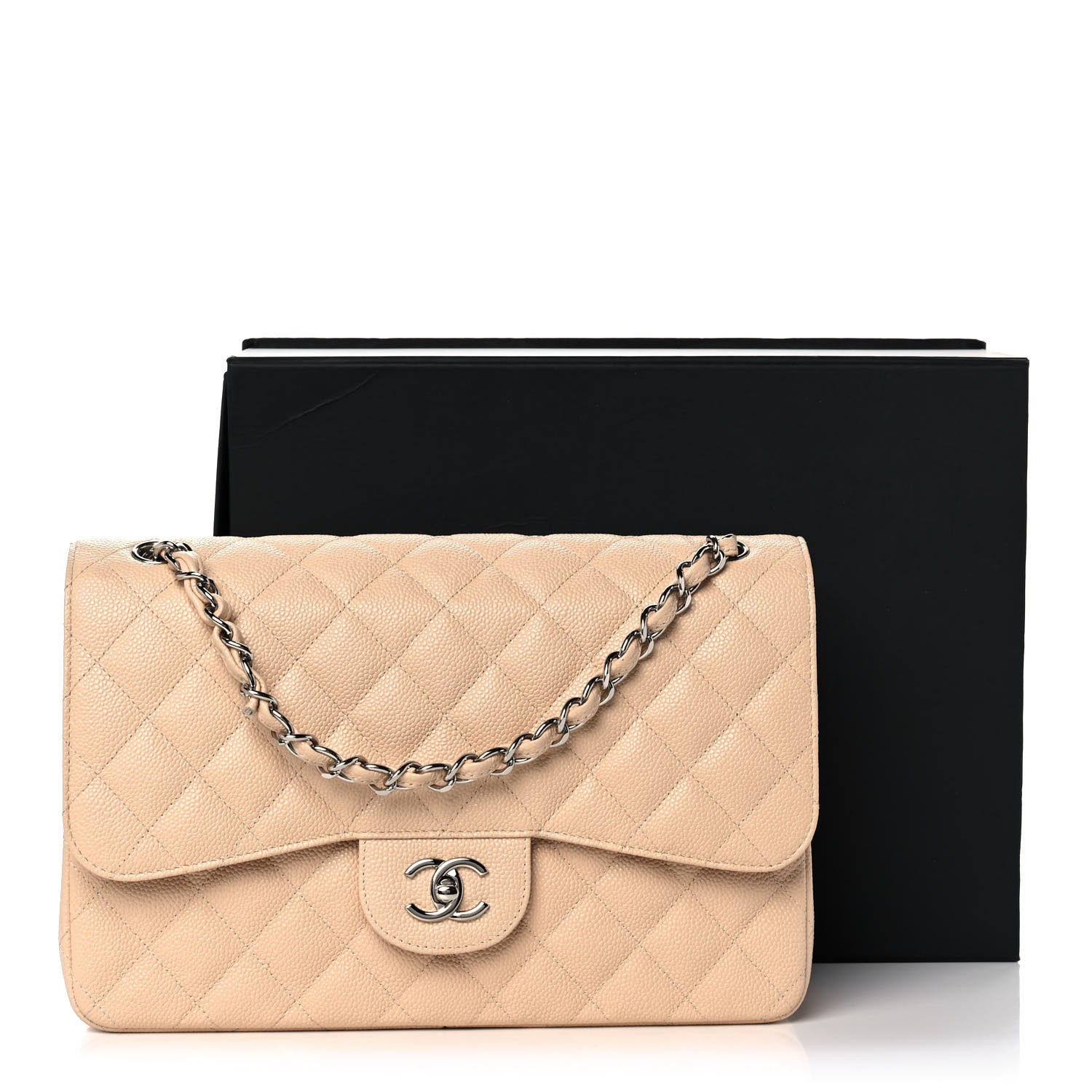 Chanel Caviar Quilted Jumbo Double Flap Beige 14 of 14