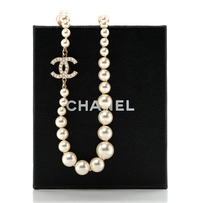 Chanel Graduated Pearl CC Long Necklace Light Gold 6 of 6