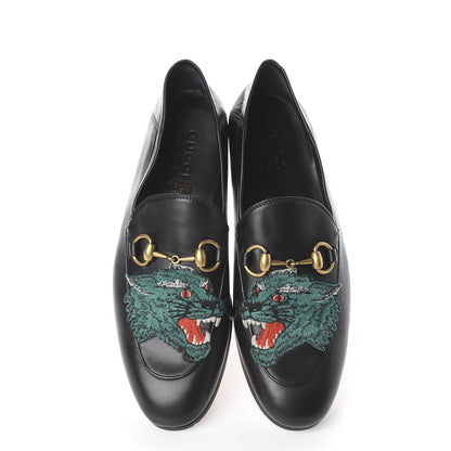 Gucci Lambskin Wolf Embroidered Mens Brixton Horsebit Loafers 6.5 Black 5 of 10