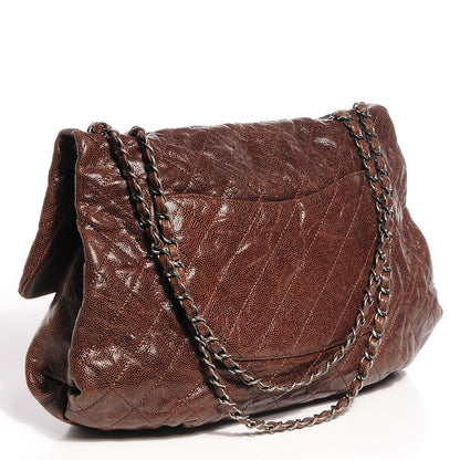 Chanel Grained Calfskin Quilted Maxi Elastic Flap Brown 3 of 8