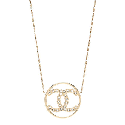 Chanel Baguette Crystal High Society CC Pendant Necklace Gold 1 of 6