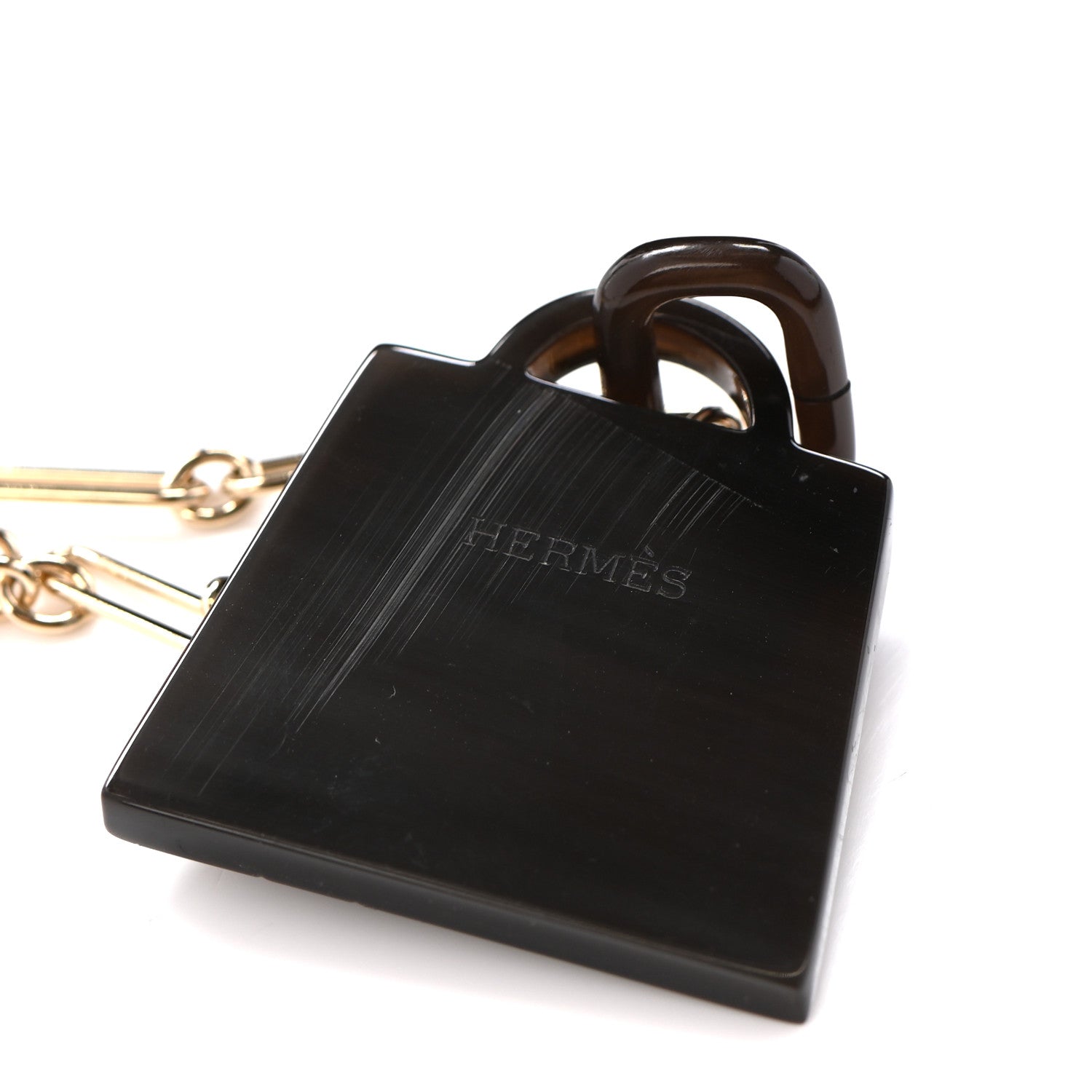 Hermes Permabrass Buffalo Horn Large Amulette Kelly Pendant Necklace 8 of 8