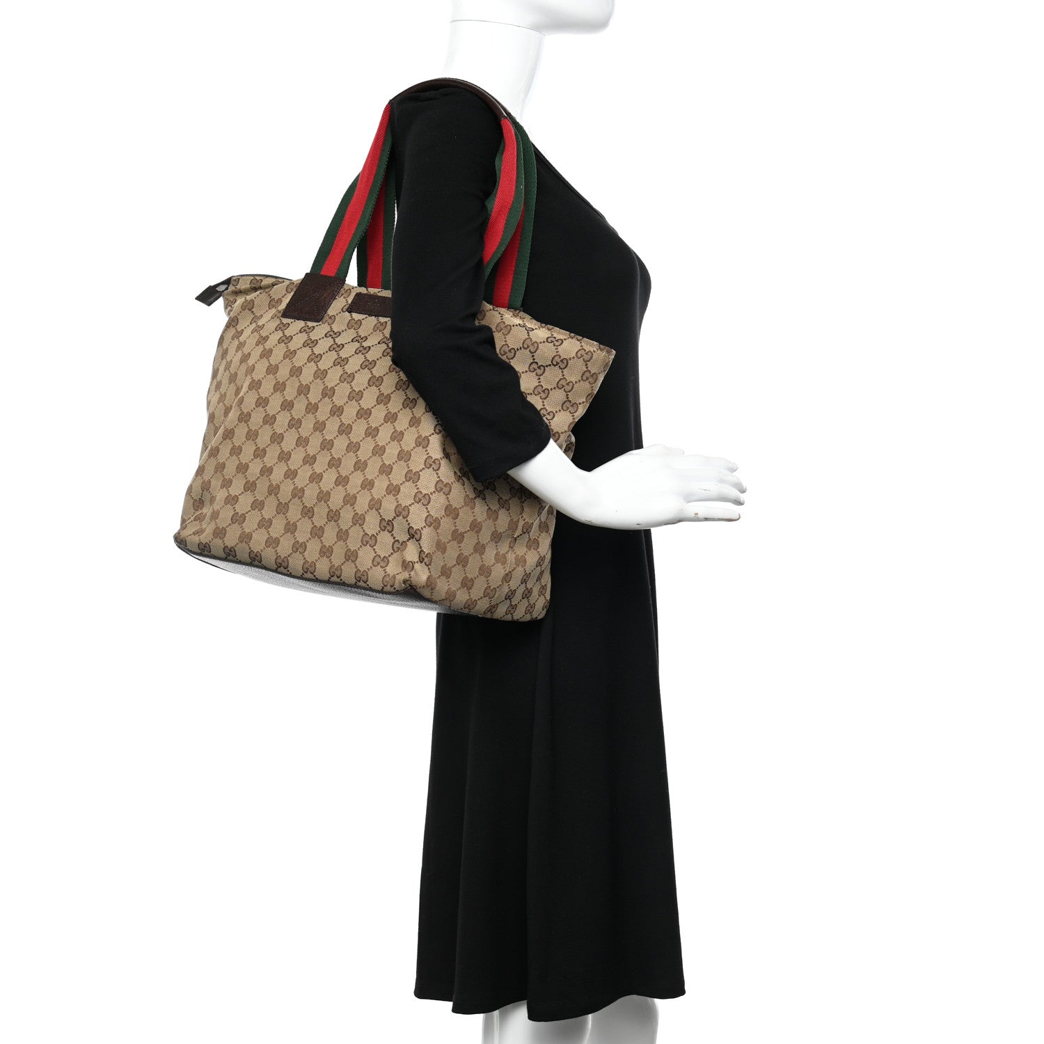 Gucci GG Monogram Large Web Handle Bucket Tote 2 of 16