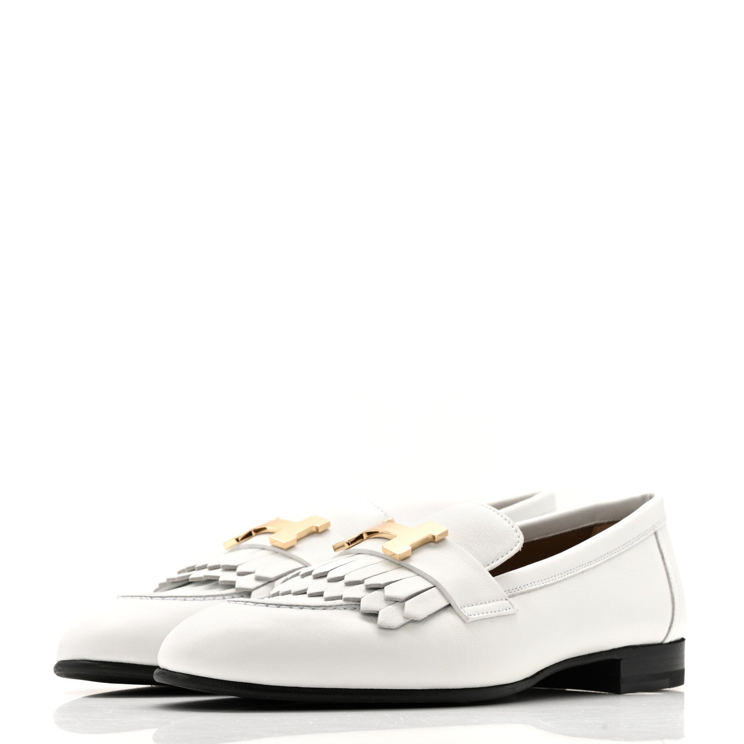 Hermes Calfskin Womens Royal Loafers 35 White 3 of 10