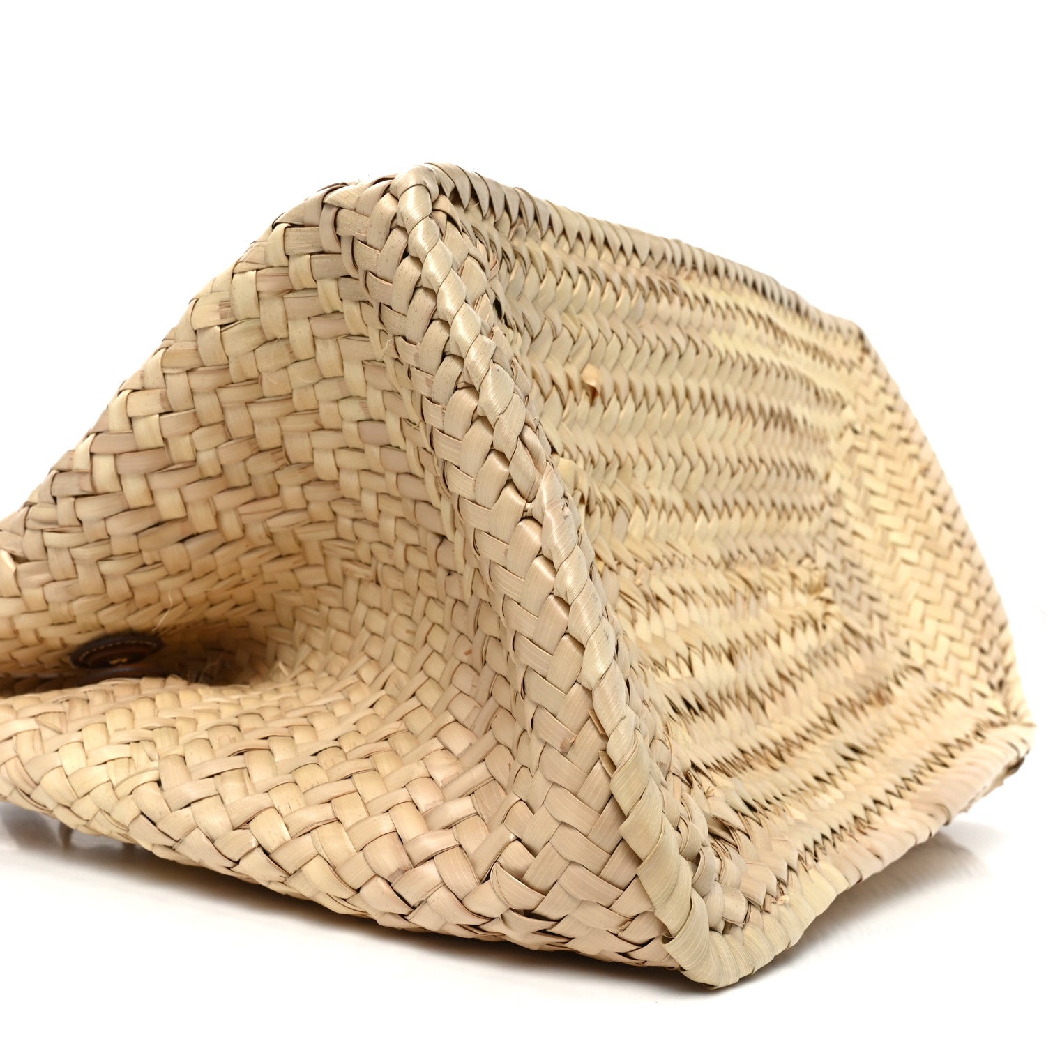 Miu Miu Raffia Braided Handle Tote Beige Cognac 8 of 9
