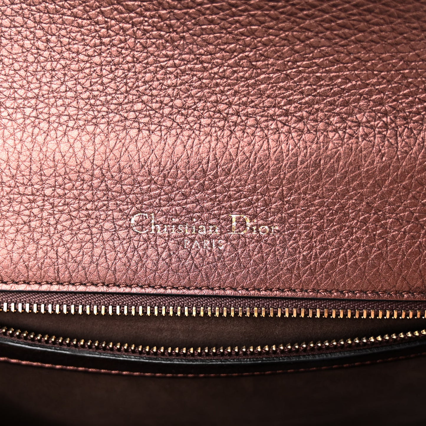 Metallic Grained Calfskin Small Diorama Flap Bag Noisette