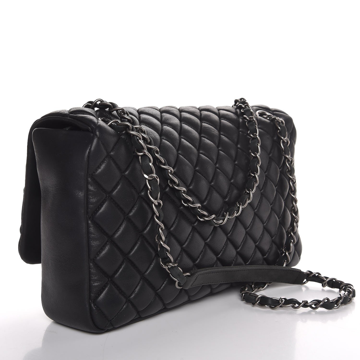 Chanel Iridescent Calfskin Quilted Large New Bubble Flap Black 3 of 9