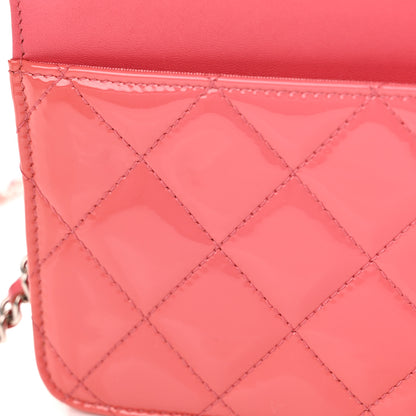 Chanel Patent Calfskin Quilted Wallet On Chain WOC Pink 12 of 15