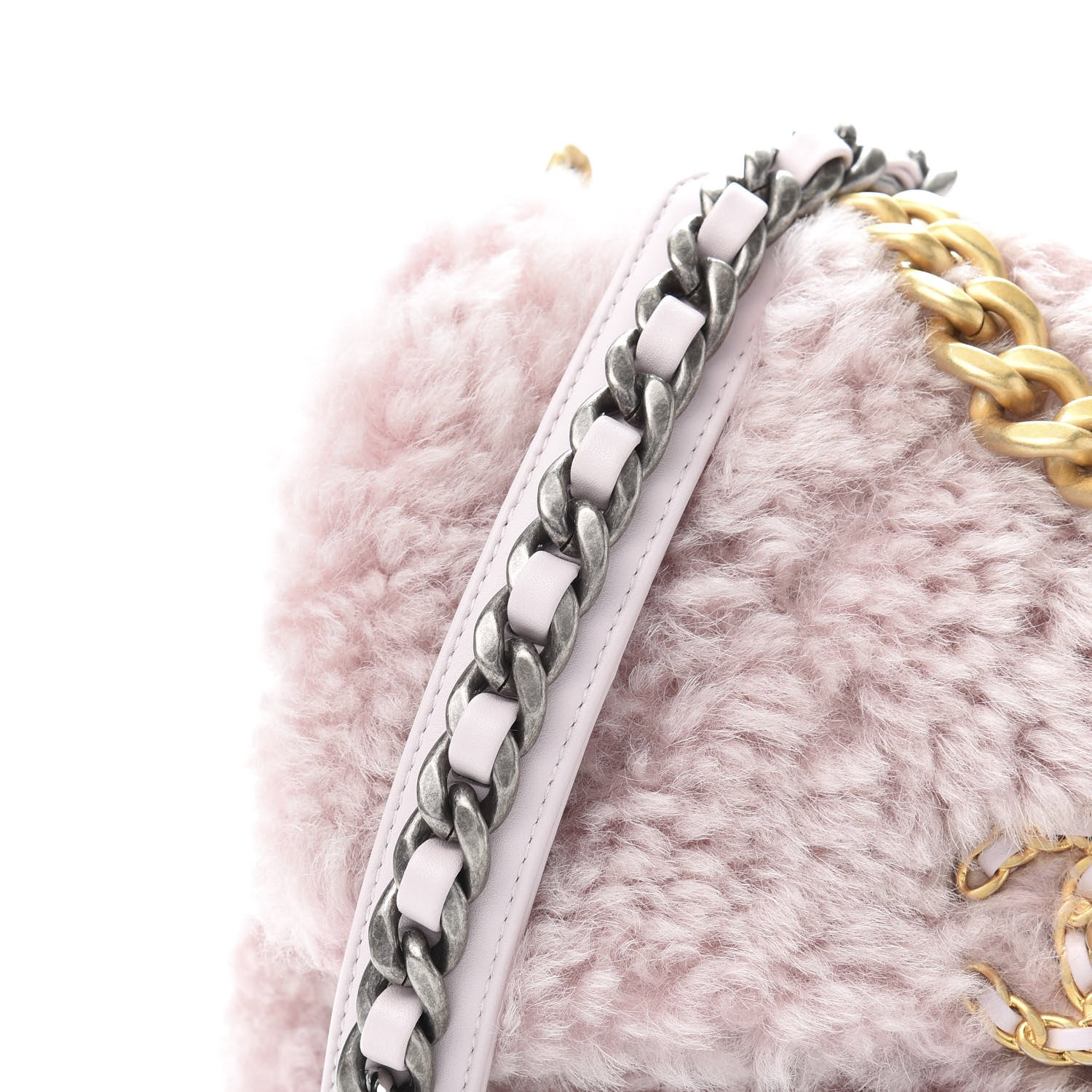 Chanel Shearling Sheepskin Medium 19 Flap Light Pink 10 of 12