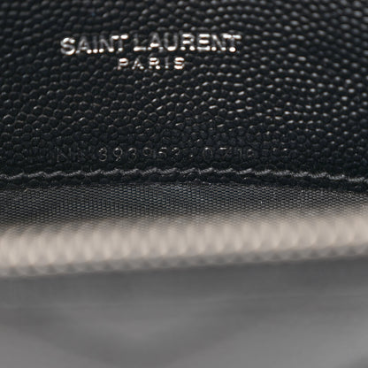 Saint Laurent Grain De Poudre Matelasse Chevron Monogram Envelope Chain Wallet Black 7 of 13