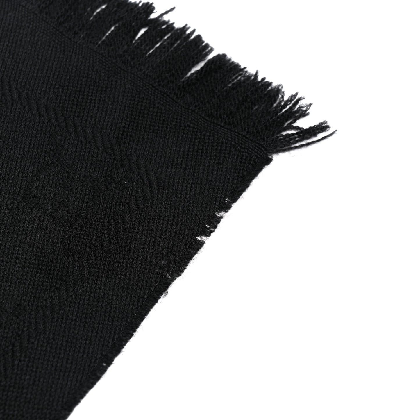 Wool GG Monogram Sten Fringe Scarf Black