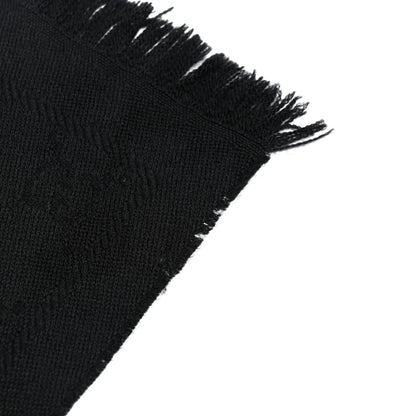 Gucci Wool GG Monogram Sten Fringe Scarf Black 4 of 4