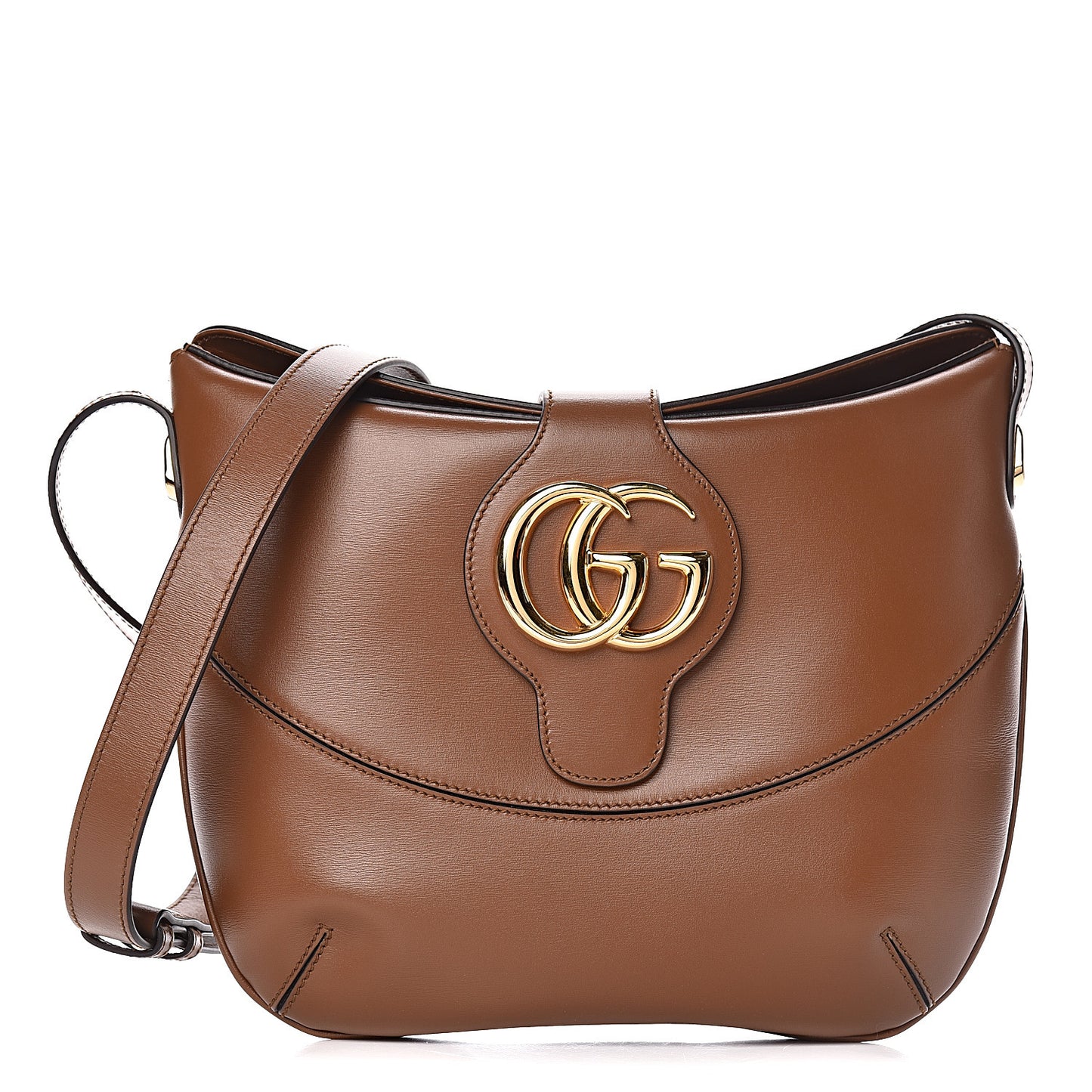 Boarded Plutone Calfskin Medium Arli Shoulder Bag Nocciola