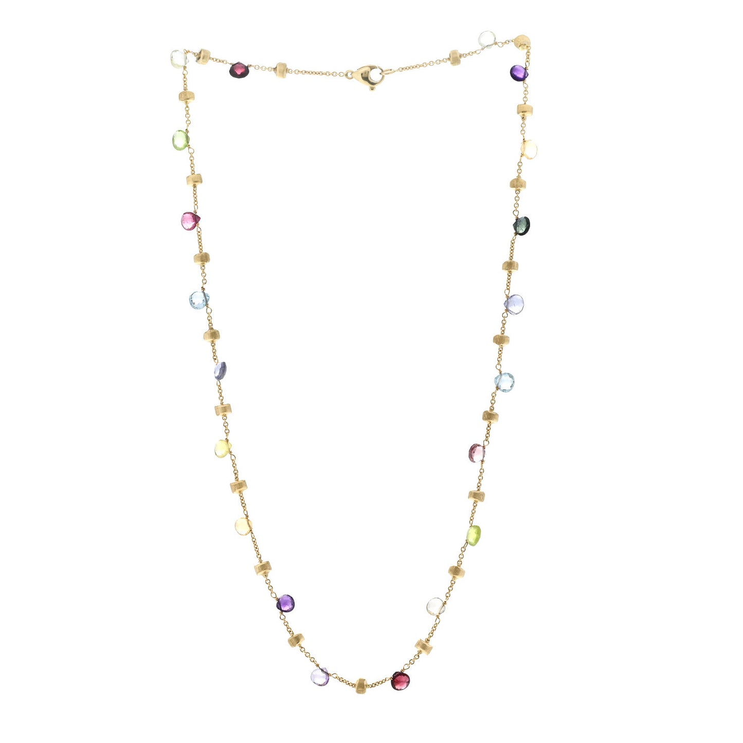 18K Yellow Gold Multi Gemstone Paradise Station Necklace