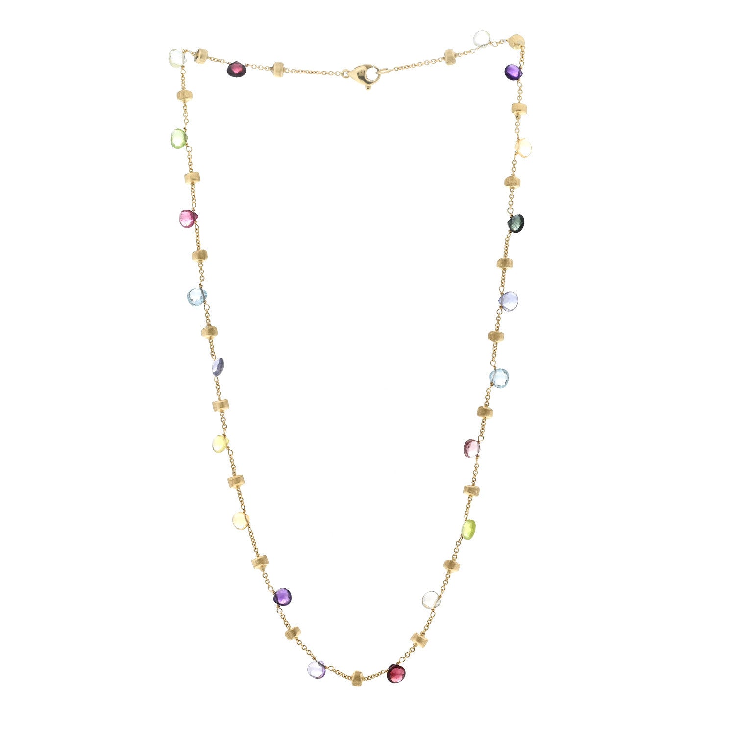 Marco Bicego 18K Yellow Gold Multi Gemstone Paradise Station Necklace 3 of 5