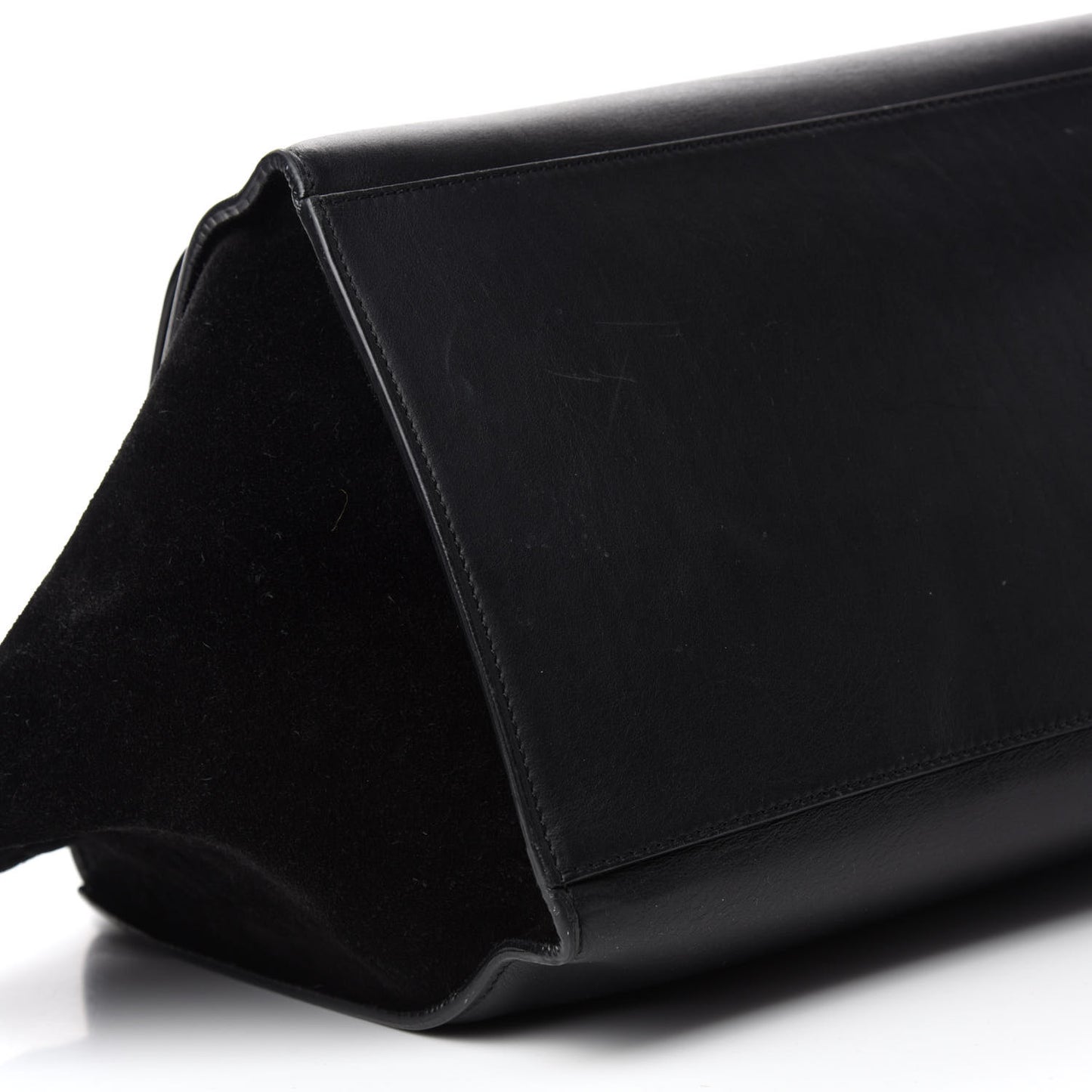 Calfskin Crocodile Embossed Suede Large Trapeze Black