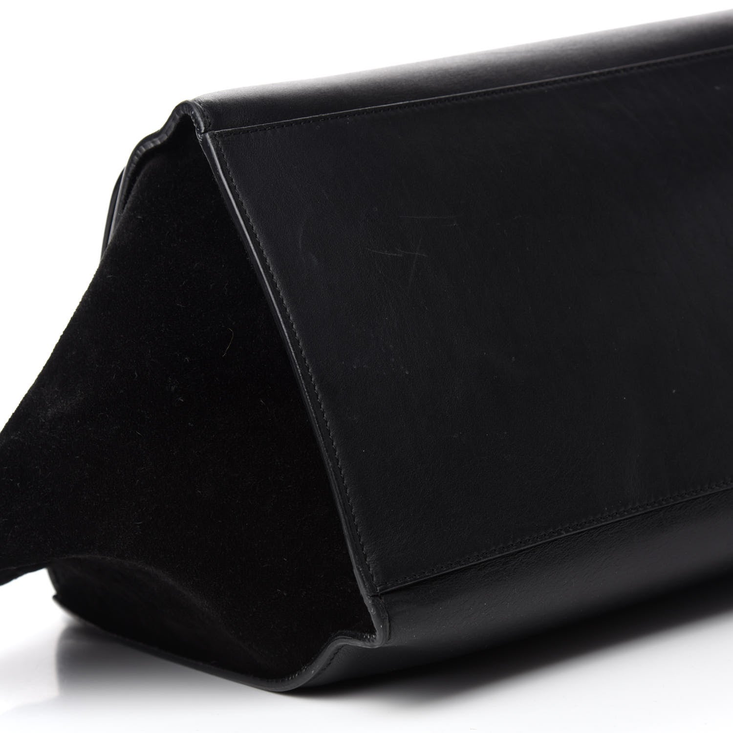 Celine Calfskin Crocodile Embossed Suede Large Trapeze Black 6 of 13