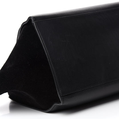 Celine Calfskin Crocodile Embossed Suede Large Trapeze Black 6 of 13