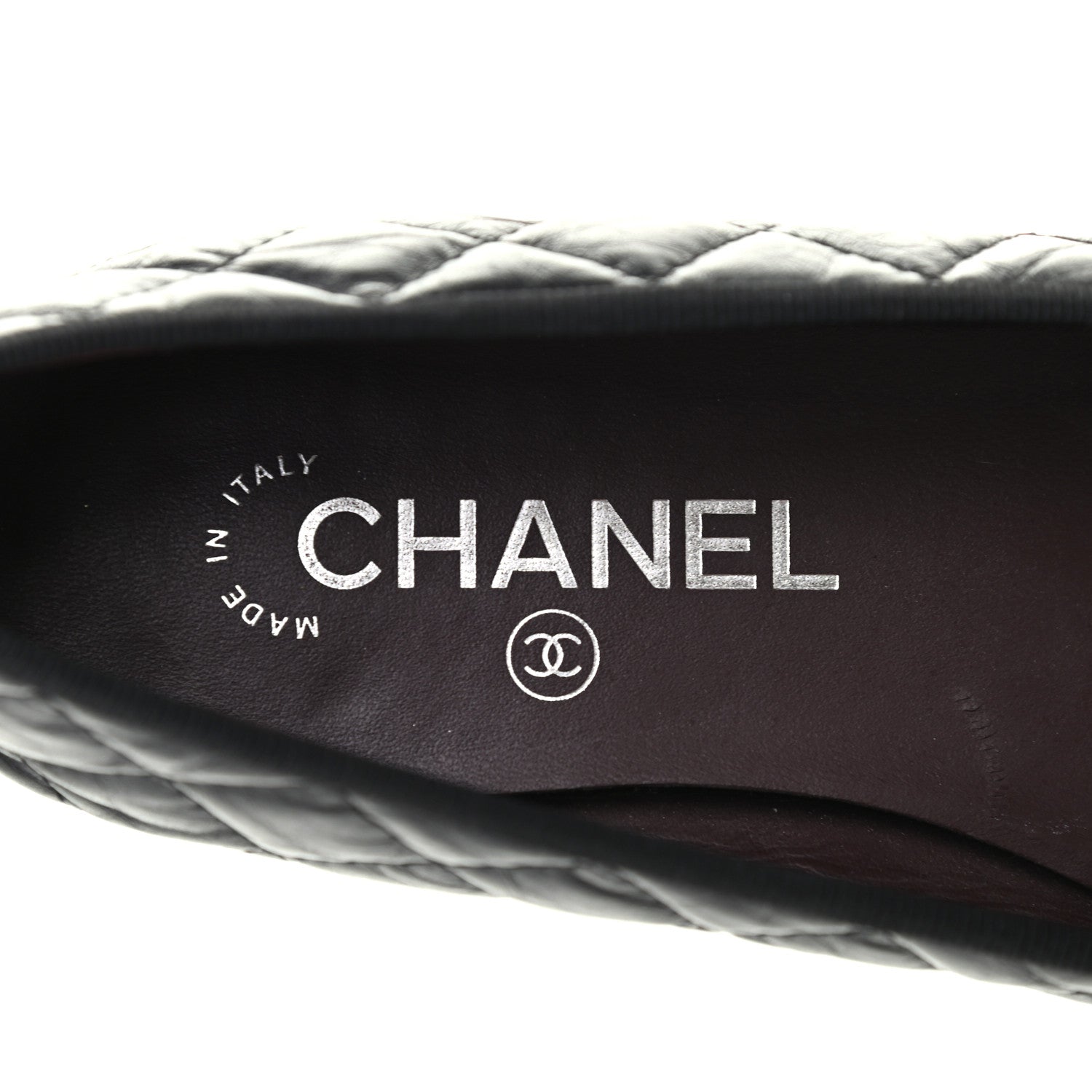 Chanel Aged Calfskin Quilted CC Cap Toe Ballerina Flats 36.5 Black 7 of 8