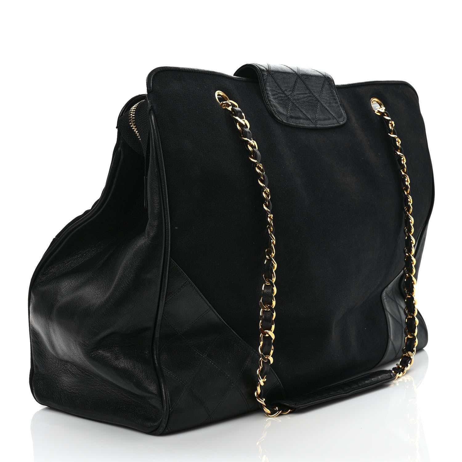 Chanel Canvas Lambskin Quilted Shopper Tote Black 2 of 9