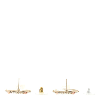 Chanel Pearl Crystal CC Charm Drop Earrings Gold Pink Pearly White 3 of 4