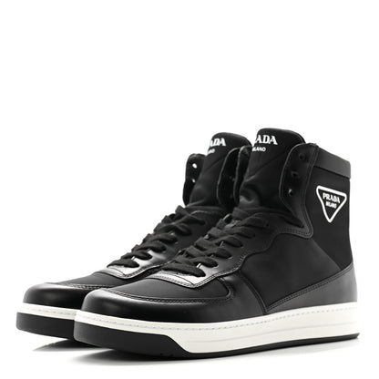 Prada Spazzolato Rois Re-Nylon Triangle Logo Womens High Top Sneakers 39 Black 3 of 11