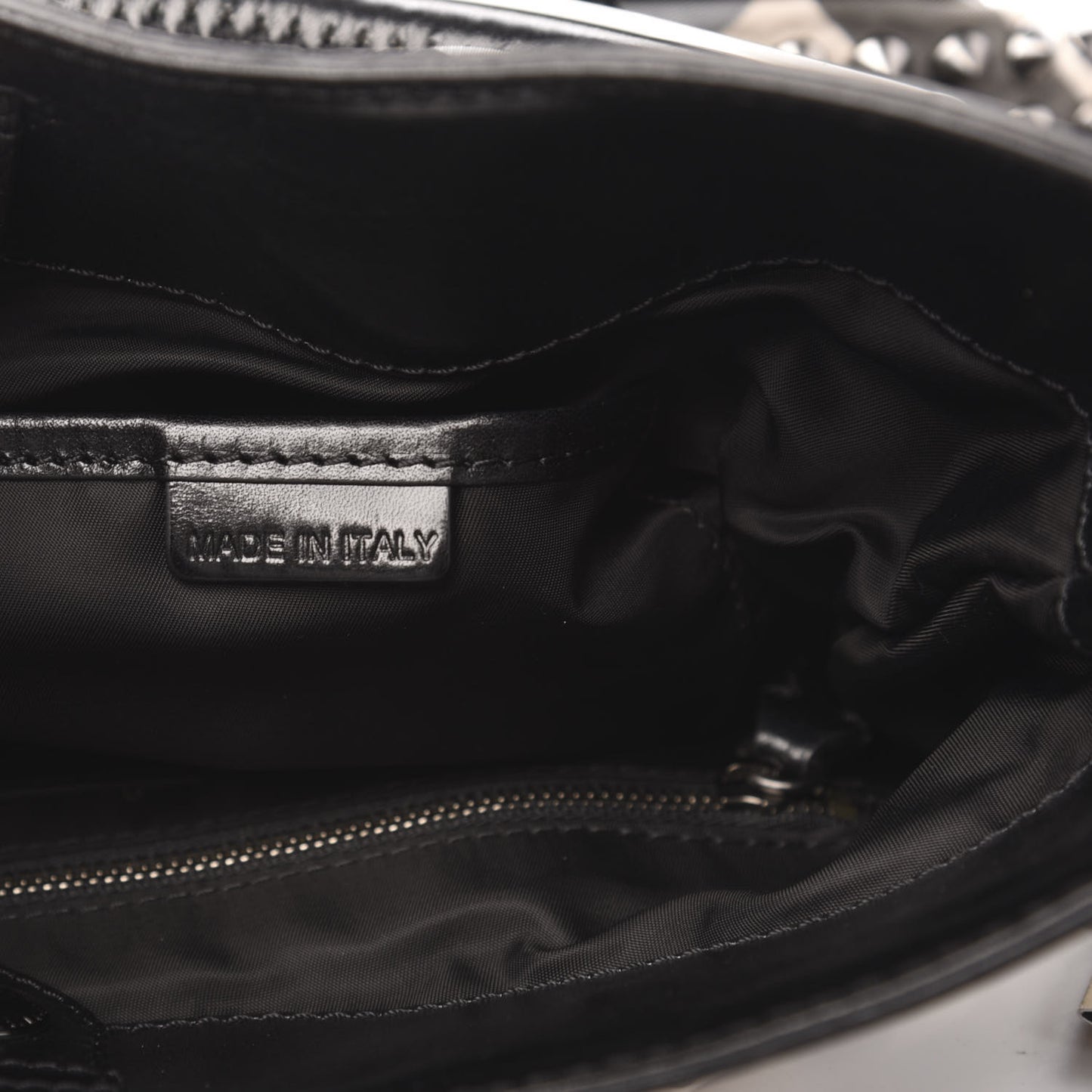 Nylon Beat Check Studded Hobo Black