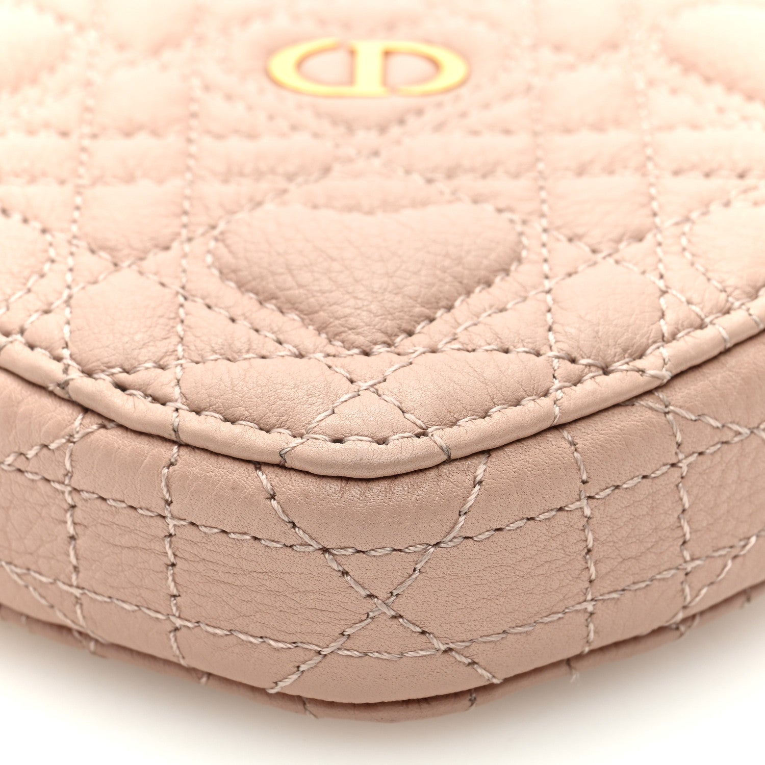 Christian Dior Calfskin Cannage Dioramour Caro Heart Pouch With Chain Latte 7 of 7