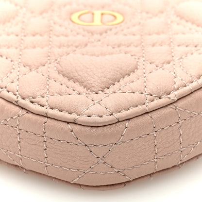 Christian Dior Calfskin Cannage Dioramour Caro Heart Pouch With Chain Latte 7 of 7