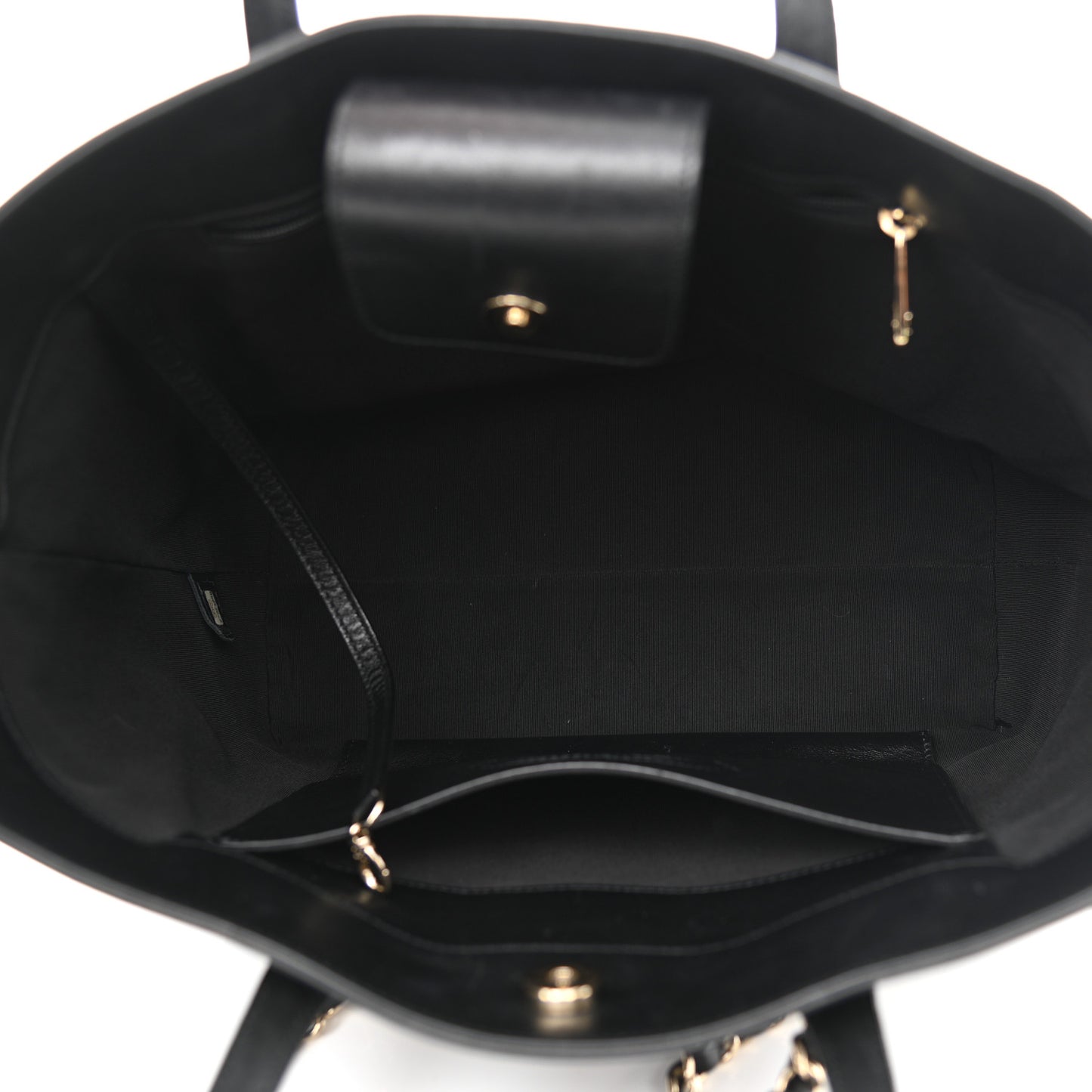 Calfskin Stitched Shopping Tote Black
