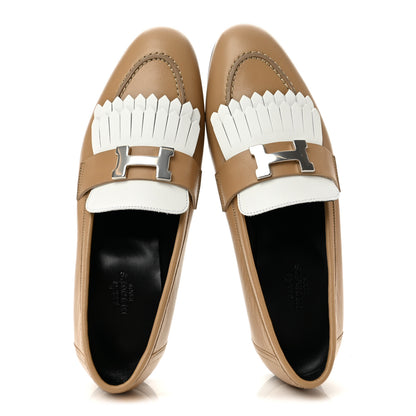 Hermes Goatskin Womens Royal Loafers 38 Beige Argile White 2 of 9