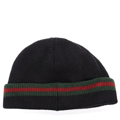 Gucci Wool Silk Web Beanie Hat L Black 2 of 4