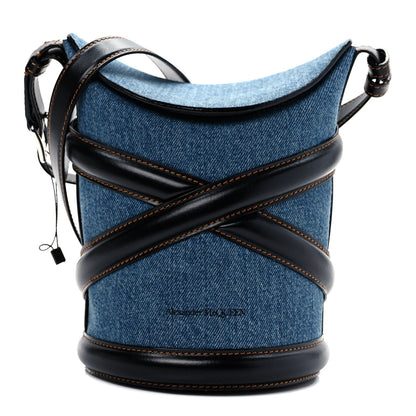 Alexander McQueen Denim Calfskin The Curve Small Shoulder Bag Black 1 of 10