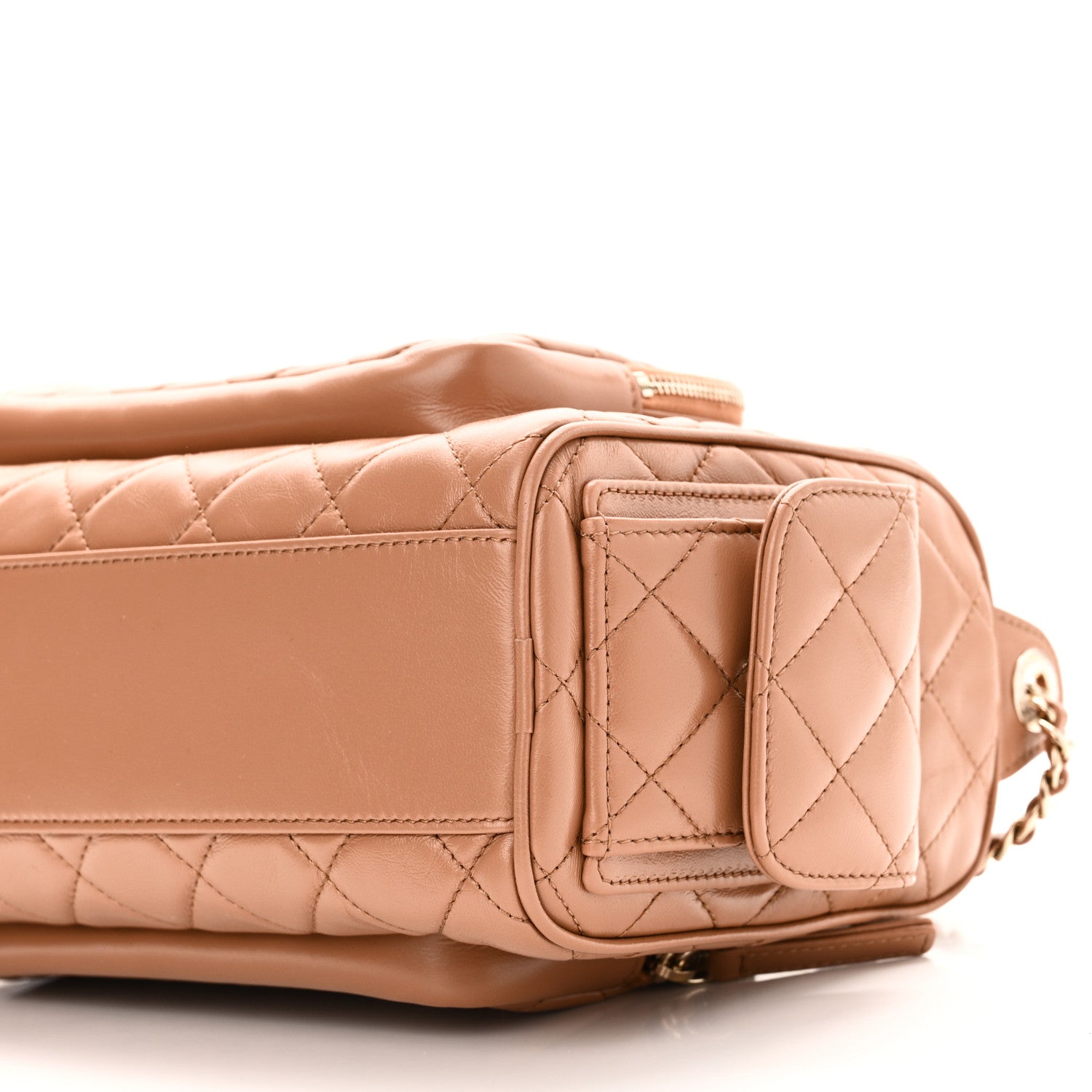 Chanel Shiny Crumpled Lambskin Quilted Medium Preppy Pocket Camera Case Brown 9 of 9