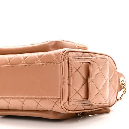 Chanel Shiny Crumpled Lambskin Quilted Medium Preppy Pocket Camera Case Brown 9 of 9