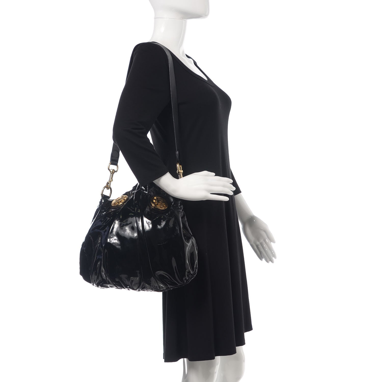 Gucci Patent Small Hysteria Tote Black 2 of 11
