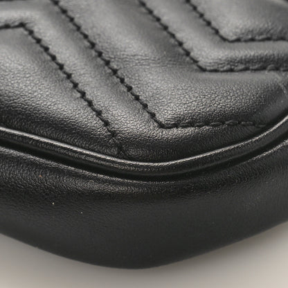 Gucci Calfskin Matelasse GG Marmont Oval Coin Purse Black 8 of 8