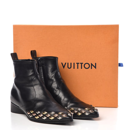 Louis Vuitton Calfskin Studded Gold Rush Flat Ankle Boots 39 Black 14 of 14