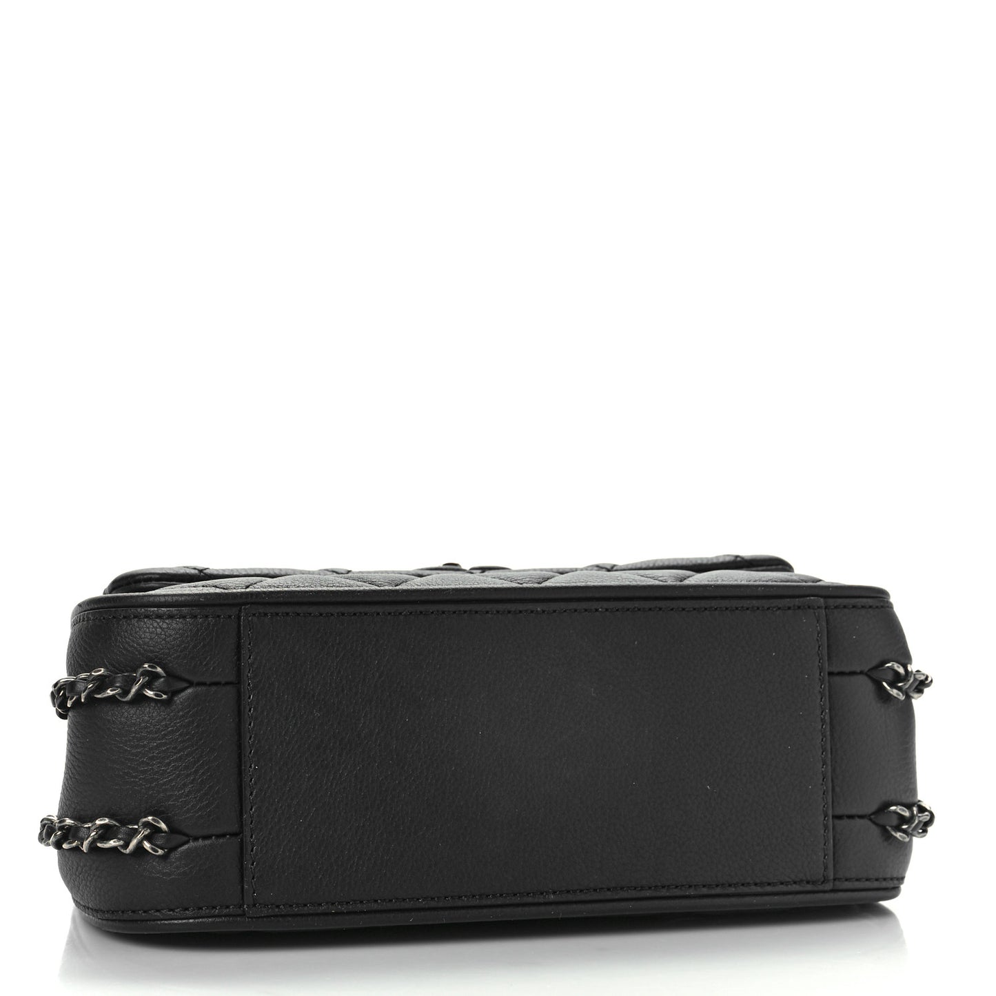 Calfskin Quilted Small Frame In Chain Flap Black
