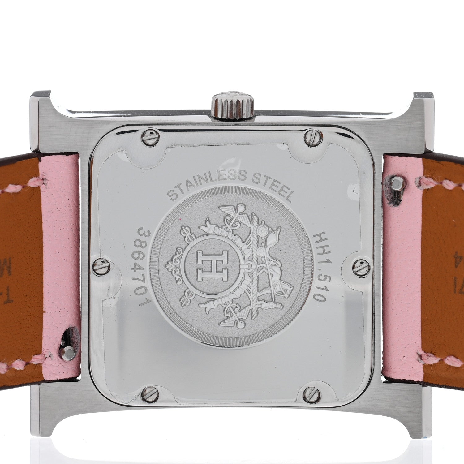 Hermes Stainless Steel Swift Diamond Mother of Pearl 26mm Heure H Hour Quartz Watch Rose Sakura 4 of 5