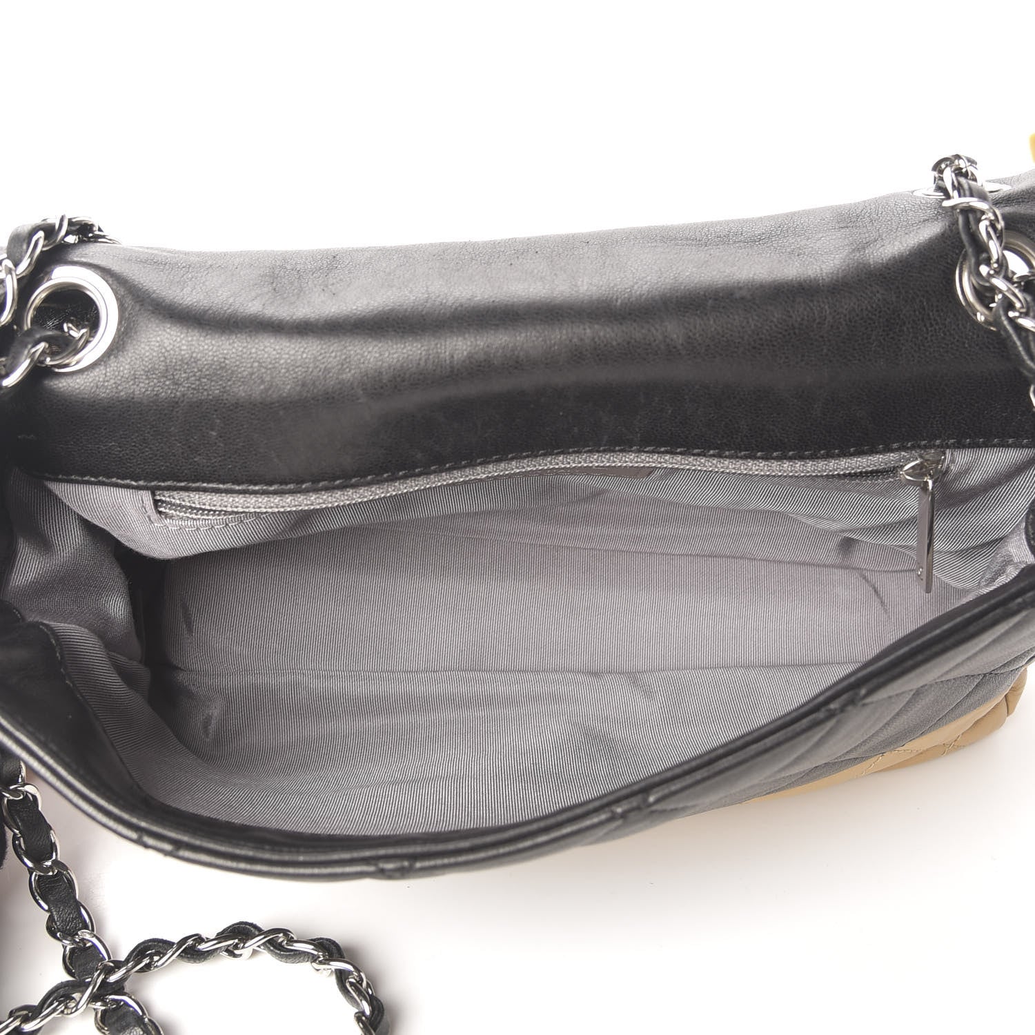 Chanel Lambskin Quilted Bi-Color Medium Single Flap Black Beige 5 of 9
